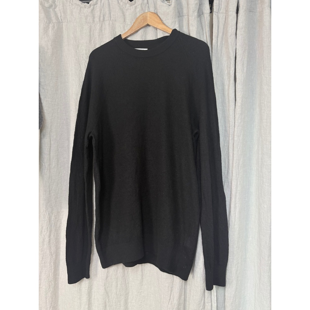 Banana Republic Standard Black Wool Blend Crewneck Raglan Sweater Mens Large